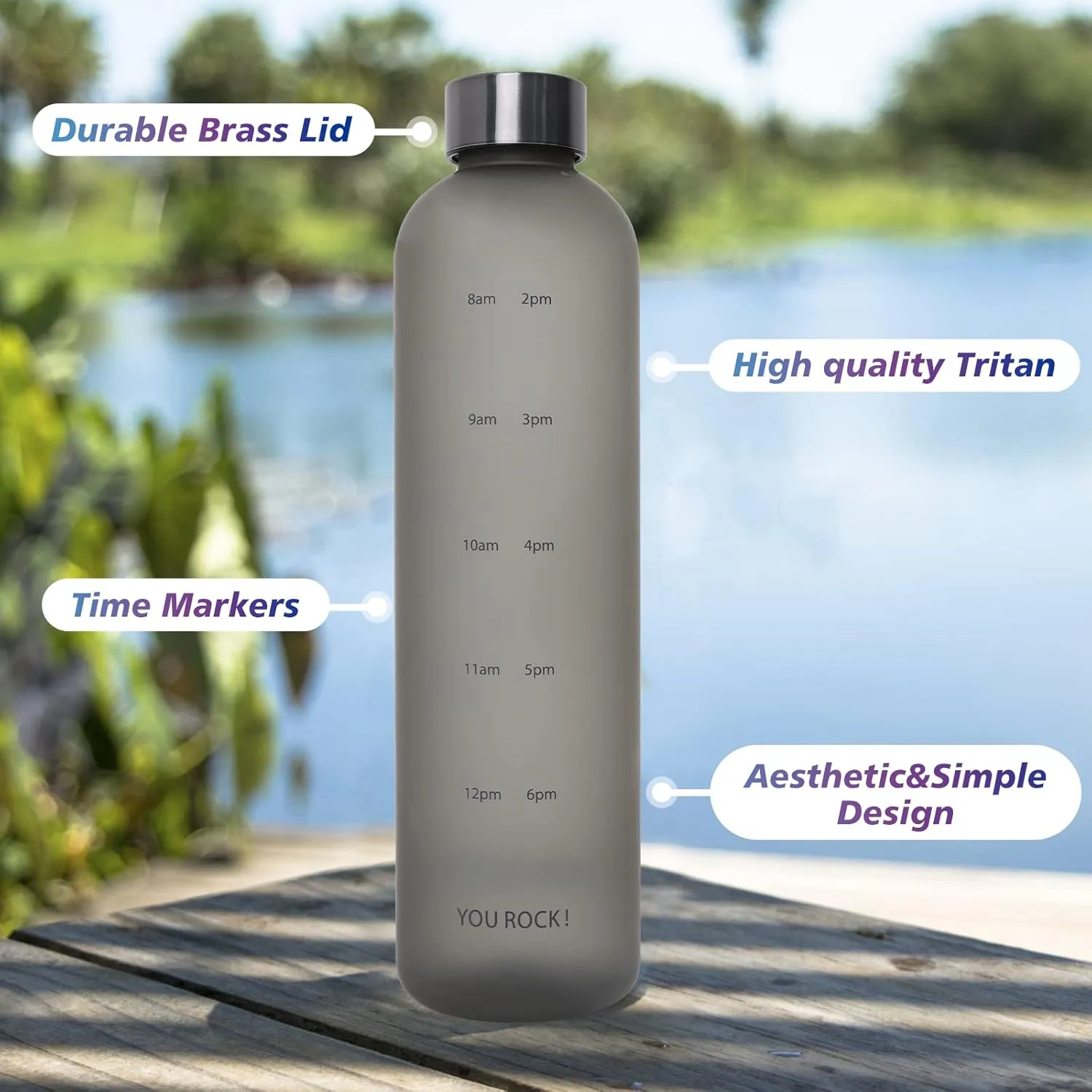 32oz Water Bottles with Times to Drink, Motivational Water Bottle with Time Marker, BPA Free Reusable Water Bottle with Hydrating Reminder for Gym Fitness Workout Travel