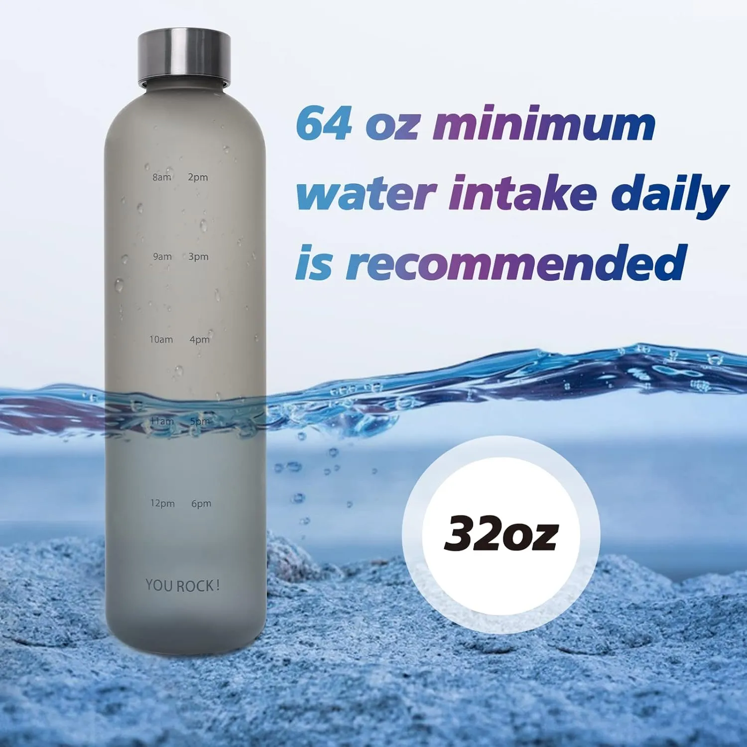 32oz Water Bottles with Times to Drink, Motivational Water Bottle with Time Marker, BPA Free Reusable Water Bottle with Hydrating Reminder for Gym Fitness Workout Travel