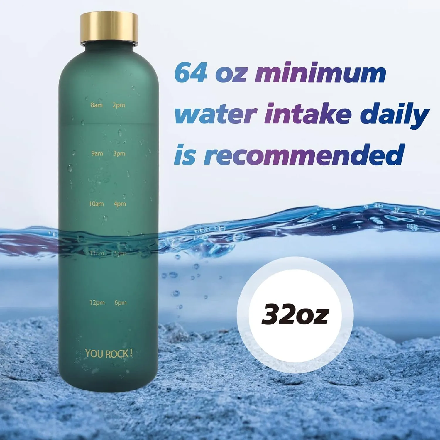 32oz Water Bottles with Times to Drink, Motivational Water Bottle with Time Marker, BPA Free Reusable Water Bottle with Hydrating Reminder for Gym Fitness Workout Travel