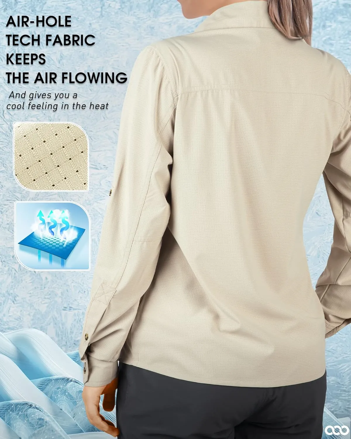 33,000ft Women's UPF 50 UV Sun Protection Shirt, Cool Quick Dry Long Sleeve Outdoor Fishing Hiking Safari Travel Shirt