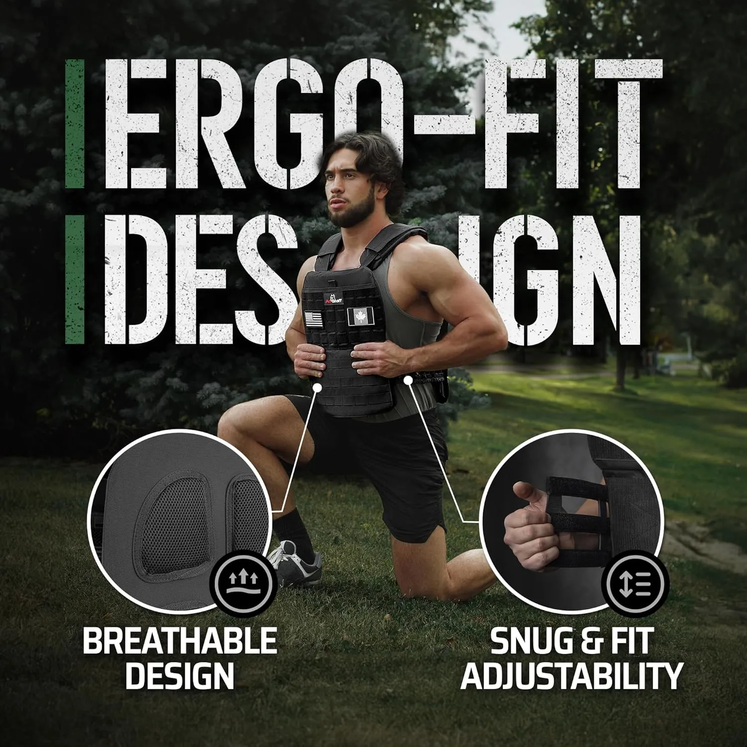 Amstaff Tactical Weighted Vest - Adjustable Weight Vests - Versatile Wearable Vest for Fitness Workouts, Strength and Endurance Training, Running