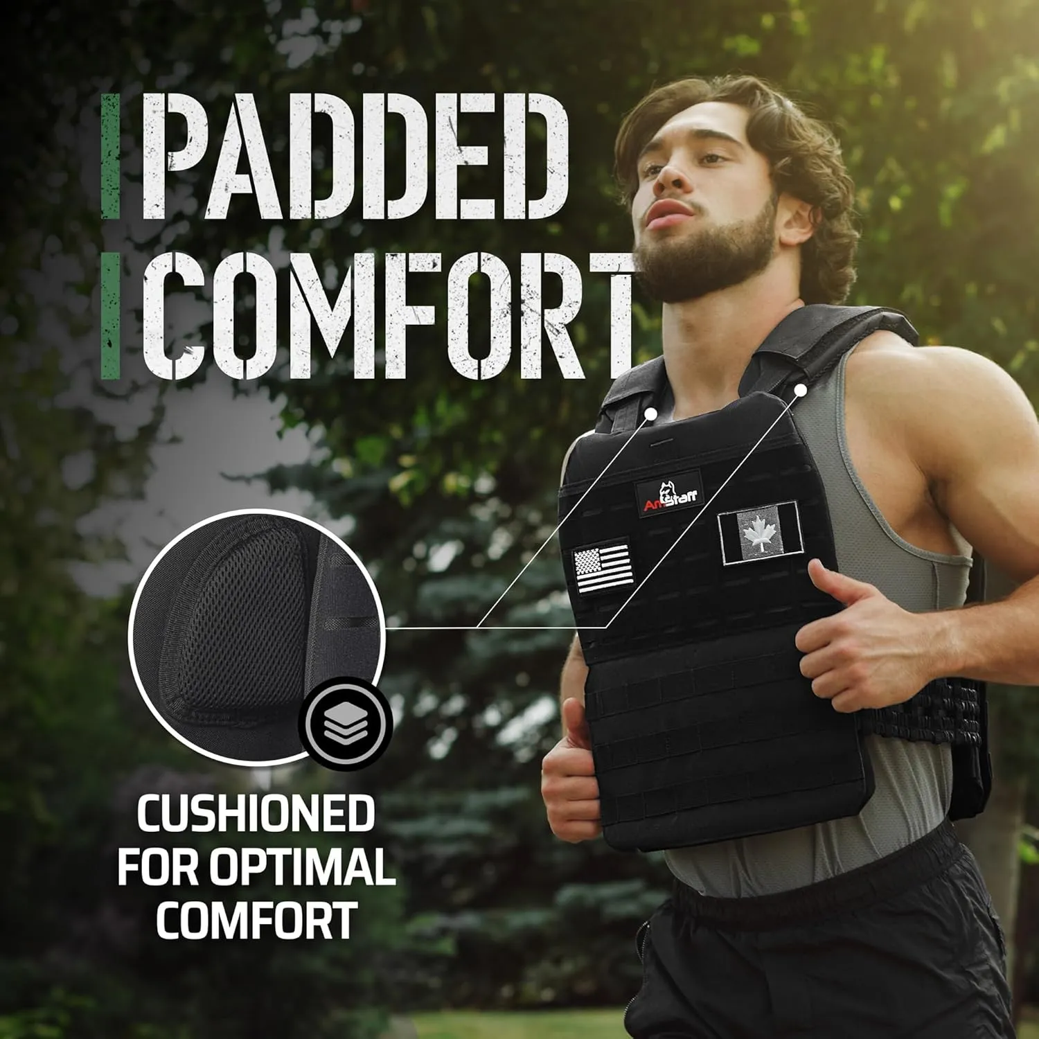 Amstaff Tactical Weighted Vest - Adjustable Weight Vests - Versatile Wearable Vest for Fitness Workouts, Strength and Endurance Training, Running