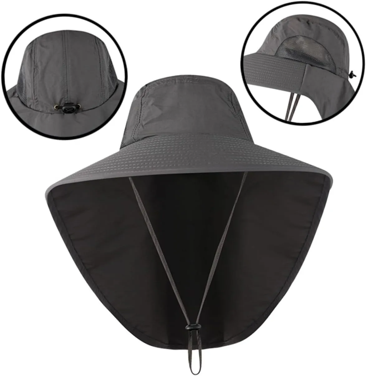 Beaupretty Outdoor UV Protection Bucket Hat with Neck Cover and Earflaps for Climbing and Fishing Lightweight