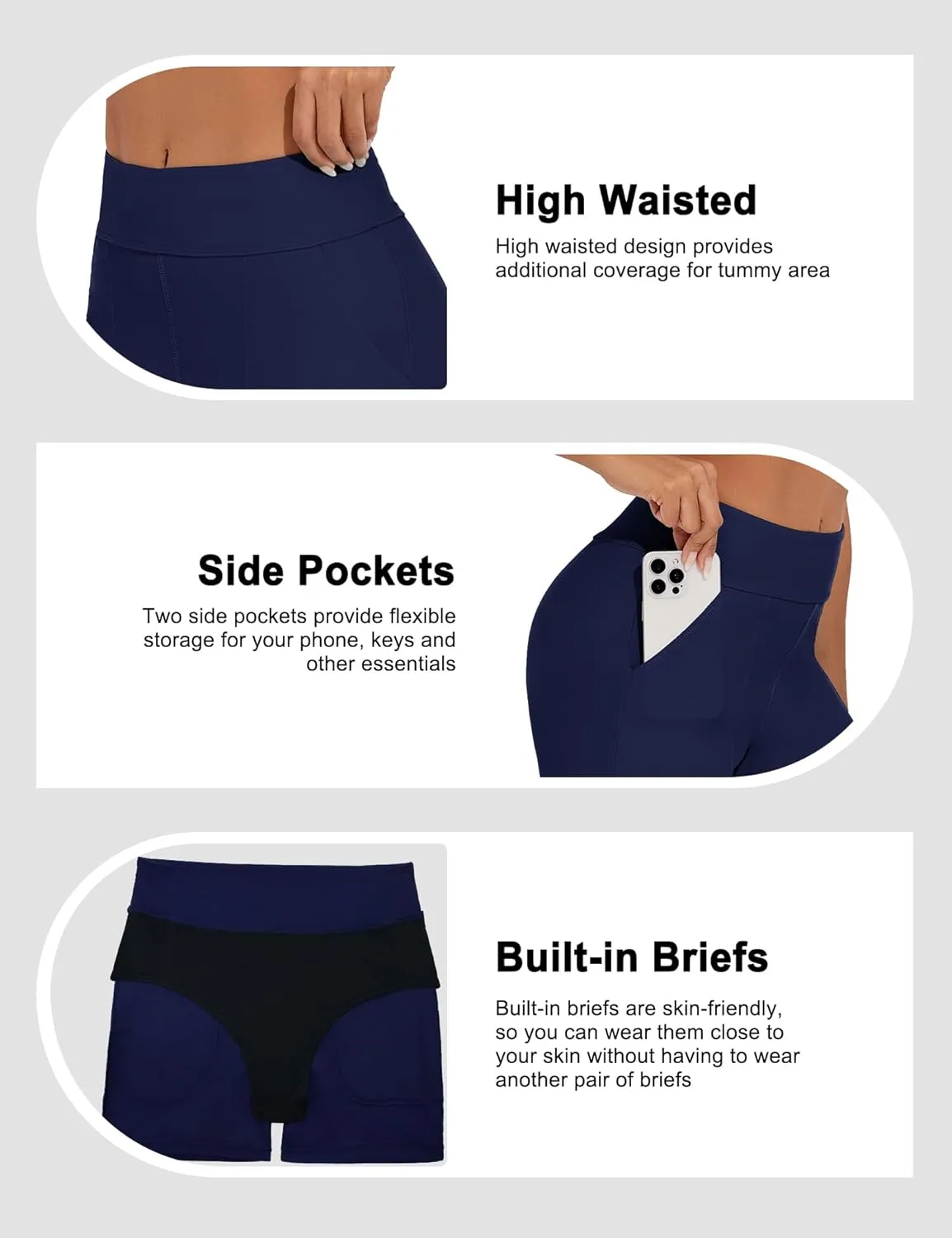 Bonneuitbebe Women's Swim Shorts High Waisted Bathing Suit Bottoms Swimwear Boyshort Swimming Swimsuit Board Shorts