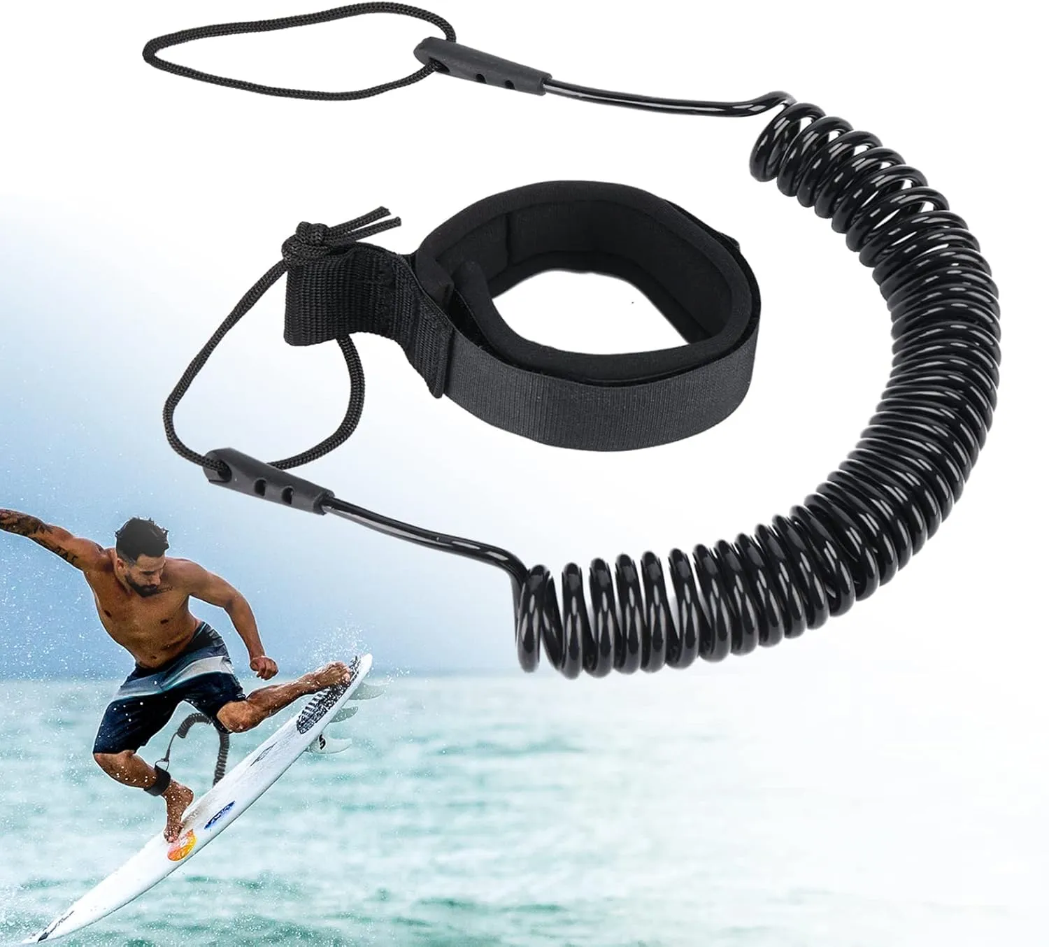 Coiled Surfboard Leash,10 feet SUP Leash,Paddle Board Strap for Stand Up,Longboard,Paddleboard