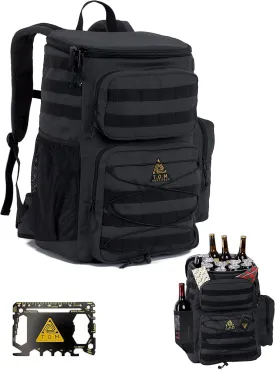 Cooler Backpack, Tactical, Insulated. Heavy Duty, Extra Large, Leak Proof for Hiking, Camping, Beach. Bonus, Credit Card Multi Tool Included