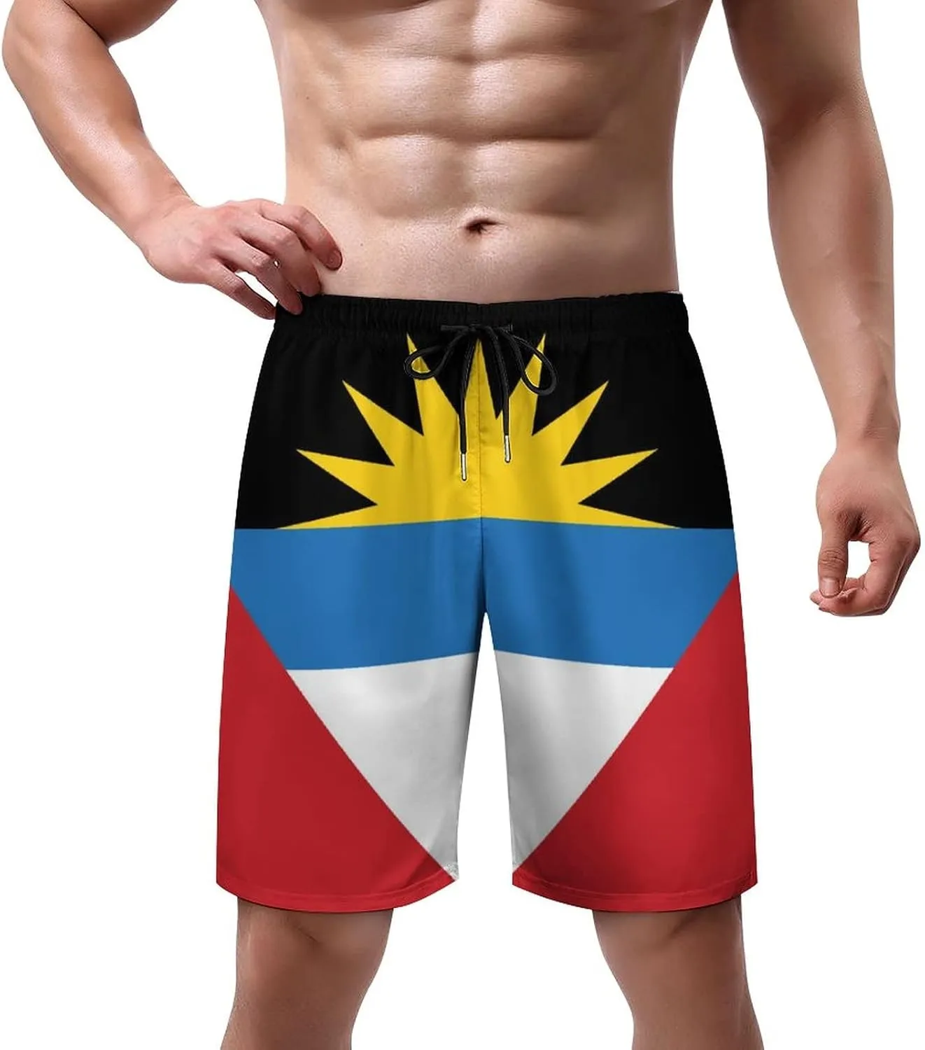 Delerain Men's Swim Trunks Flag Quick Dry Swim Shorts with Mesh Lining Mens Bathing Suit