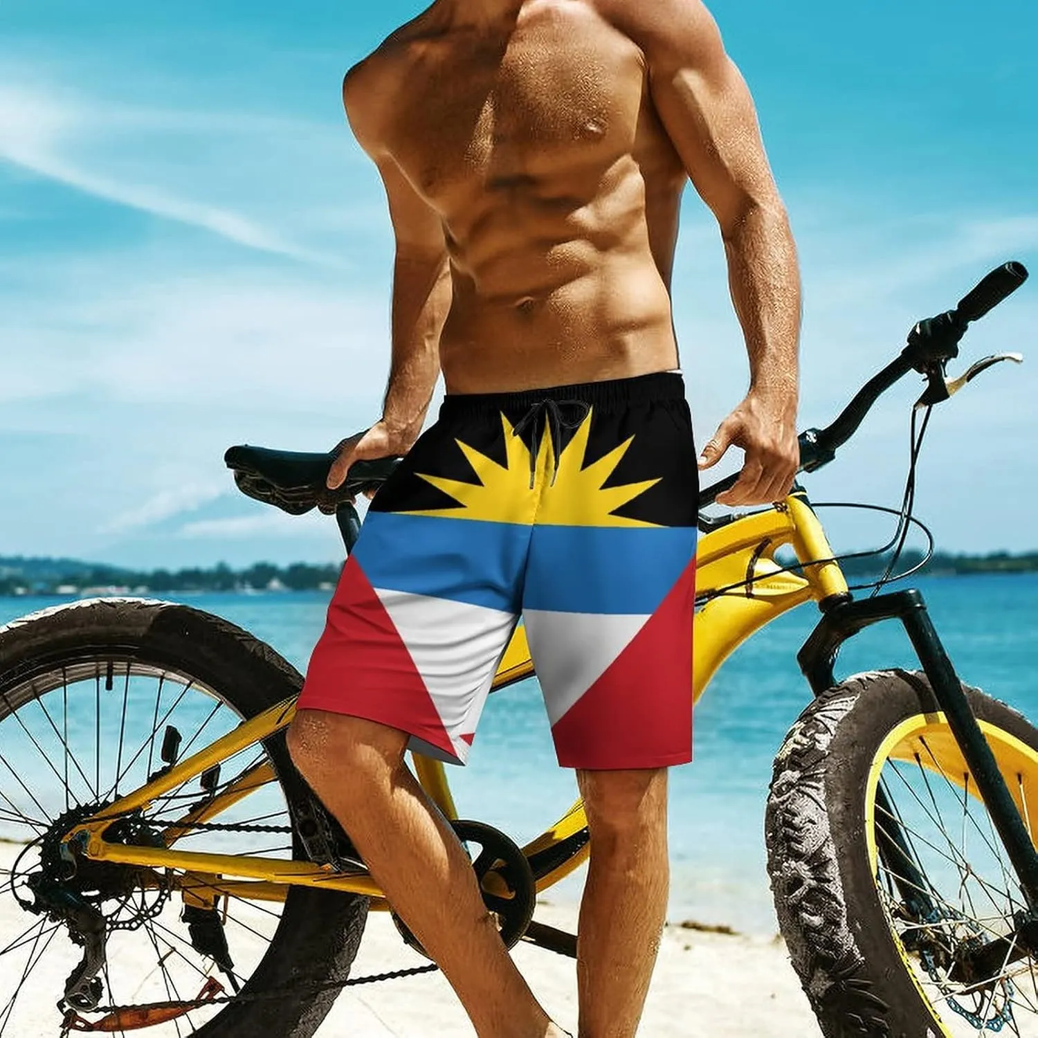 Delerain Men's Swim Trunks Flag Quick Dry Swim Shorts with Mesh Lining Mens Bathing Suit