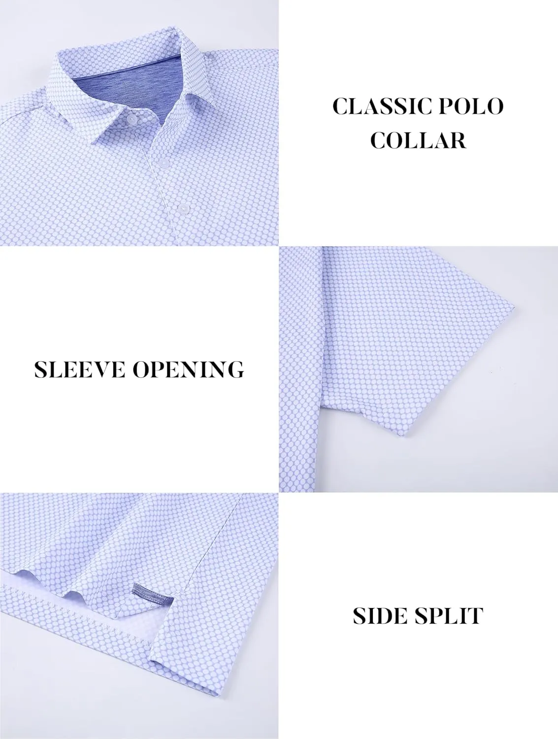 Esabel.C Mens Golf Shirts Print Moisture Wicking Short Sleeve Performance Dry Fit Stretch Active Polo Shirts for Men