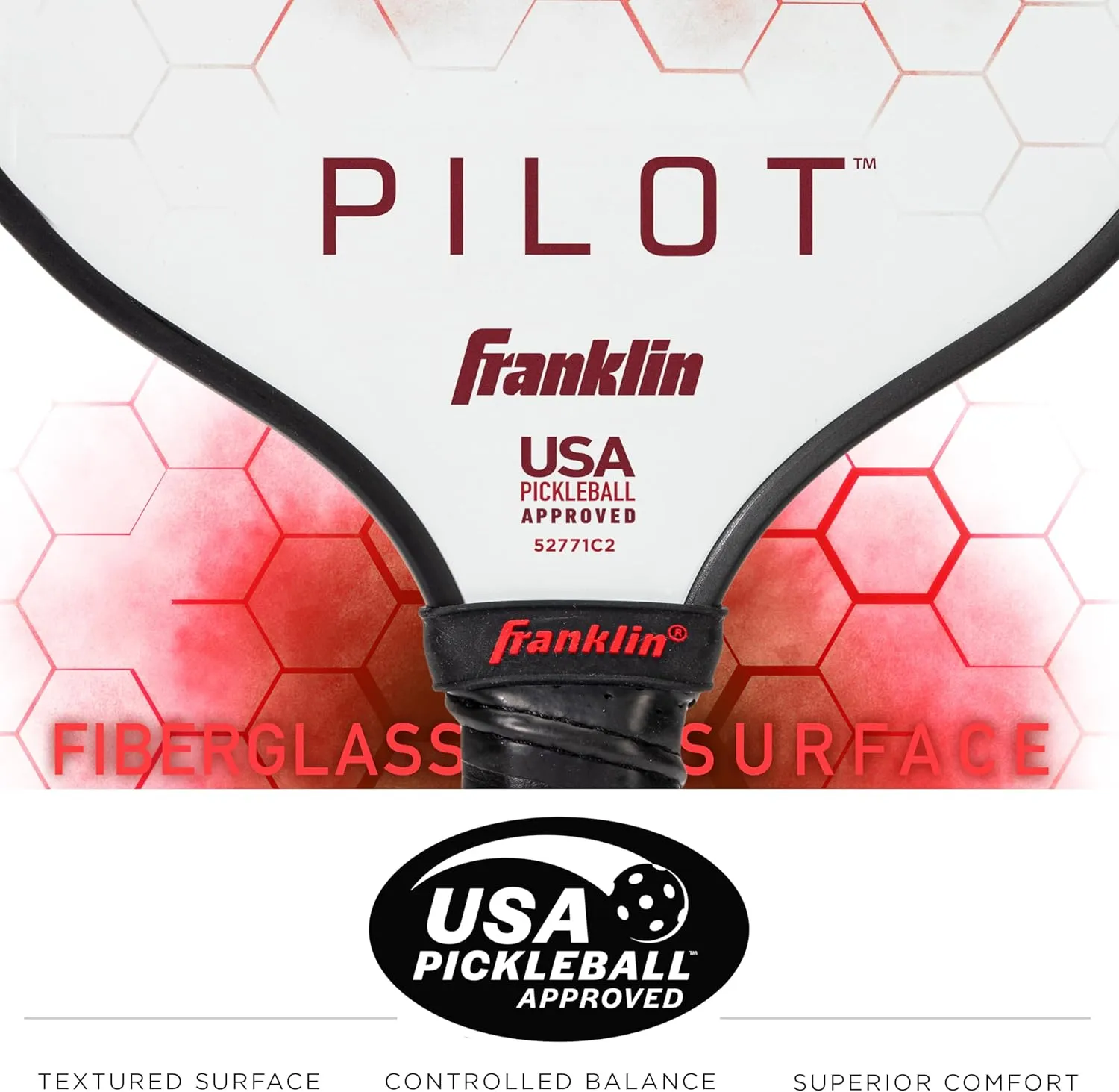 Franklin Sports Pickleball Paddle - Pilot Polypropylene Core Pickleball Racket - Official USA Pickleball (USAPA) Approved Pickleball Paddle - Lightweight Pro Racket - 10mm Thick Core
