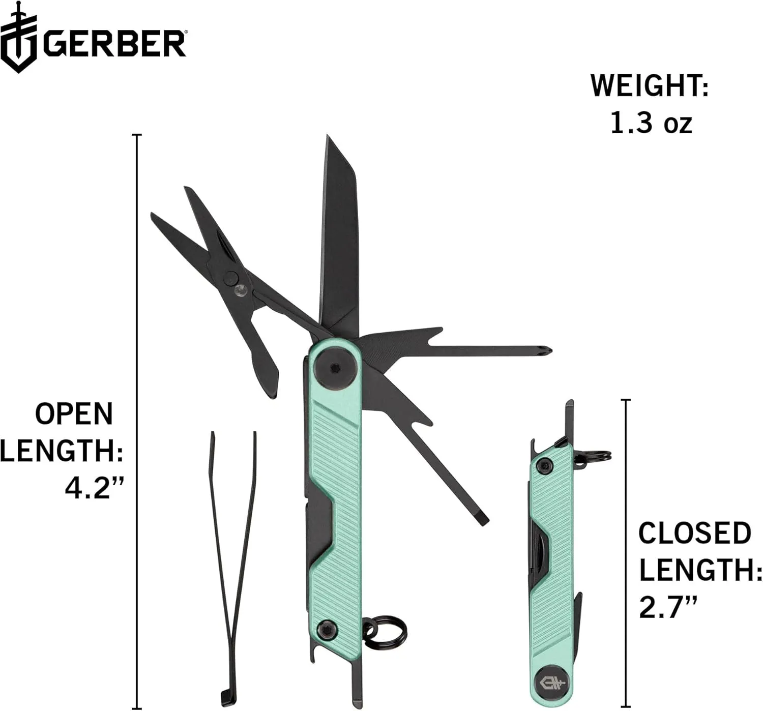 Gerber Gear Armbar Mini - 8-in1 Travel Multitool with Package Opener, Screwdriver & Scissors - EDC Adventure Gear for Camping, Hiking & Outdoor - Compact Utility Tool - Green