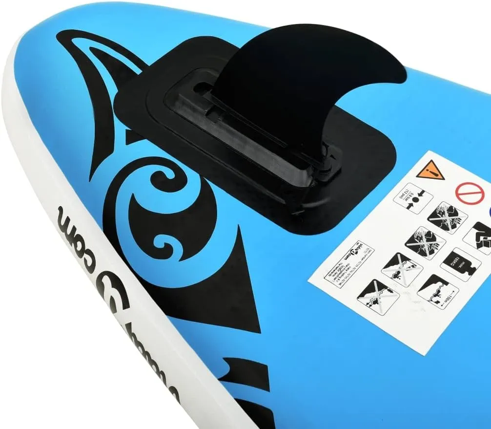Inflatable Stand Up Paddleboard Water Sport Set for All Skill Levels Included with SUP Board, Aluminum Oar, Removable Fin, High Pressure Hand Pump... Blue 144.1"x29.9"x5.9" -AA