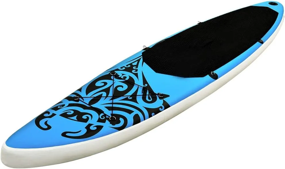 Inflatable Stand Up Paddleboard Water Sport Set for All Skill Levels Included with SUP Board, Aluminum Oar, Removable Fin, High Pressure Hand Pump... Blue 144.1"x29.9"x5.9" -AA