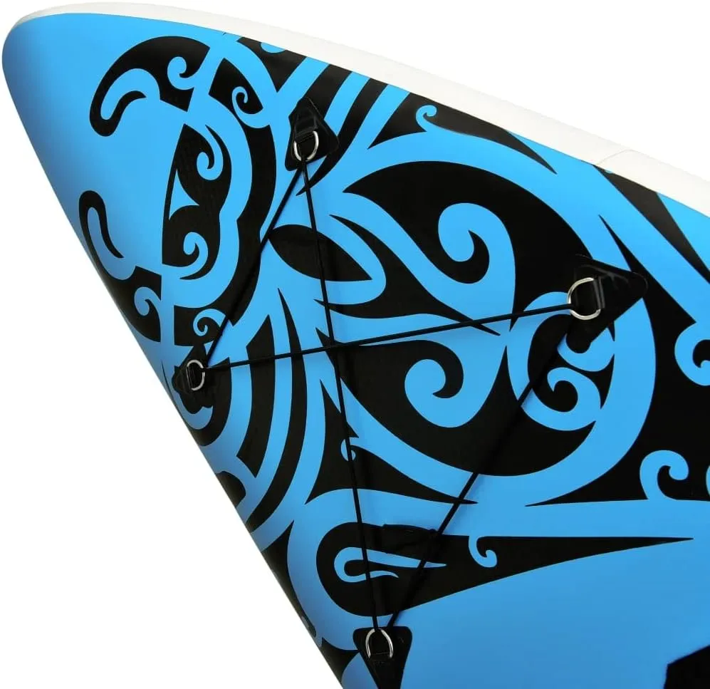 Inflatable Stand Up Paddleboard Water Sport Set for All Skill Levels Included with SUP Board, Aluminum Oar, Removable Fin, High Pressure Hand Pump... Blue 144.1"x29.9"x5.9" -AA
