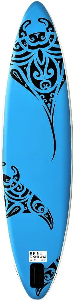 Inflatable Stand Up Paddleboard Water Sport Set for All Skill Levels Included with SUP Board, Aluminum Oar, Removable Fin, High Pressure Hand Pump... Blue 144.1"x29.9"x5.9" -AA