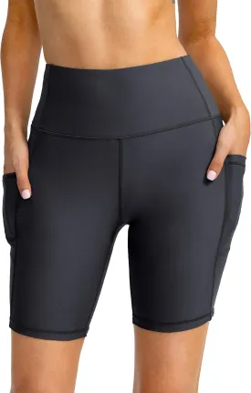 Kayrth Women's 7" High Waisted Swim Shorts with Side Pockets UPF50  Board Swimsuit Shorts for Women Bathing Suit Bottoms