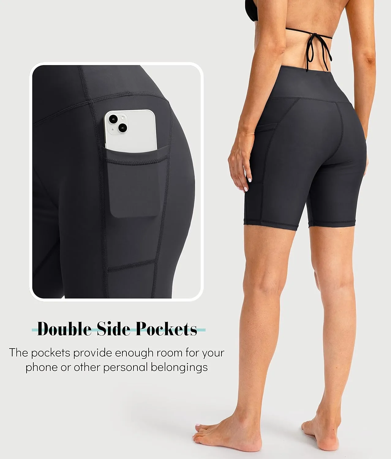 Kayrth Women's 7" High Waisted Swim Shorts with Side Pockets UPF50  Board Swimsuit Shorts for Women Bathing Suit Bottoms