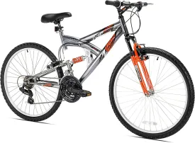 Kent International Northwoods Aluminum Full Suspension Mountain Bike - 26-inch or 24-inch Bike w/ 21-Speed Shimano Derailleur Drivetrain - Lightweight Mountain Bikes w/ Aluminum Frame for Cycling