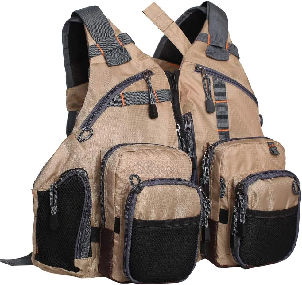 Lightweight Fly Fishing Vest with Multi Pockets Adjustable Size Mesh Fishing Backpack for Men and Women