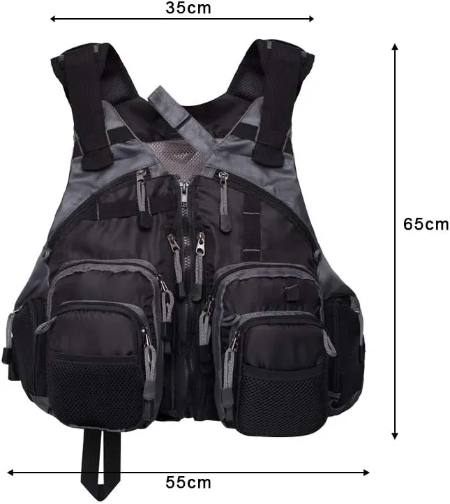 Lightweight Fly Fishing Vest with Multi Pockets Adjustable Size Mesh Fishing Backpack for Men and Women