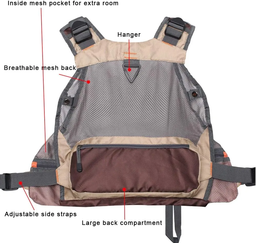Lightweight Fly Fishing Vest with Multi Pockets Adjustable Size Mesh Fishing Backpack for Men and Women