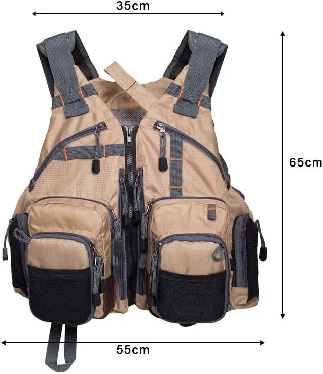 Lightweight Fly Fishing Vest with Multi Pockets Adjustable Size Mesh Fishing Backpack for Men and Women
