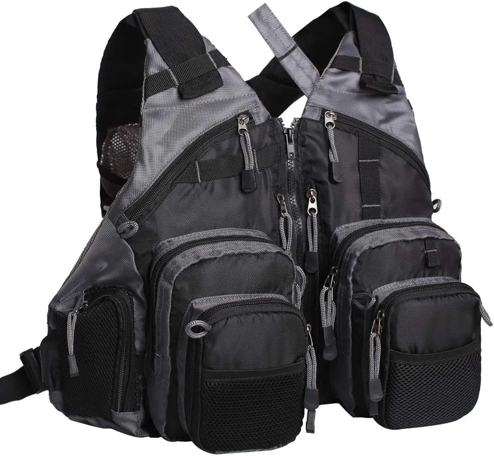 Lightweight Fly Fishing Vest with Multi Pockets Adjustable Size Mesh Fishing Backpack for Men and Women