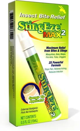 MAX Bug Bite Relief, Maximum Itch Relief from Bug Bites and Stings, Stops Pain, Relieves Itching, Reduces Infection - 0.5 oz Travel Pen Dauber