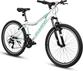 Mountain Bike 24 26 27.5 Inch Dual/Front Suspension Mens Womens Mountain Bike, 21 Speeds Dual Disc Brake, Carbon Steel Mountain Bike, Trail Beach Snow Commuter City Bikes, Birthday Gift Choice