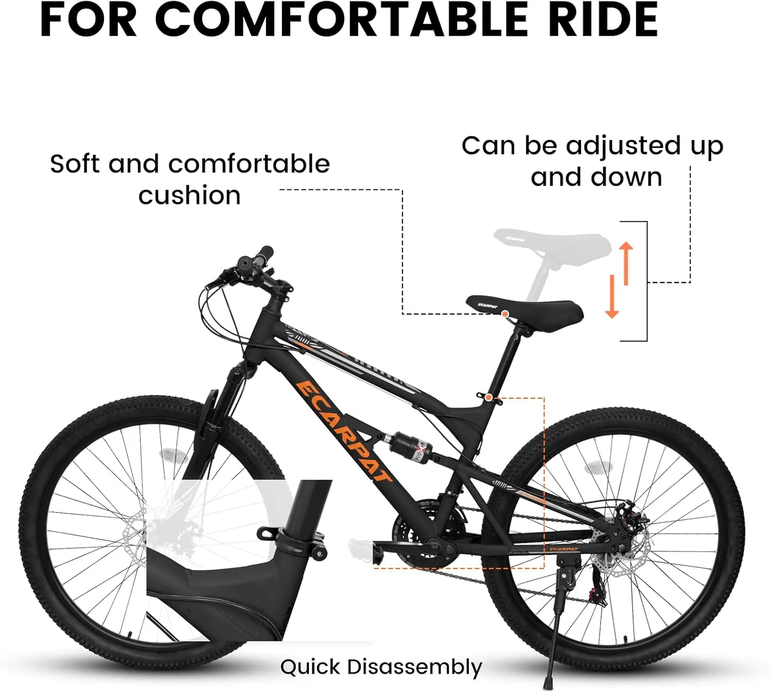 Mountain Bike 24/26/27.5 Inch,Full Dual Suspension, 21-Speed Disc Brake,Carbon Steel/Aluminum Adult Sport Bicycle for Mens Womens