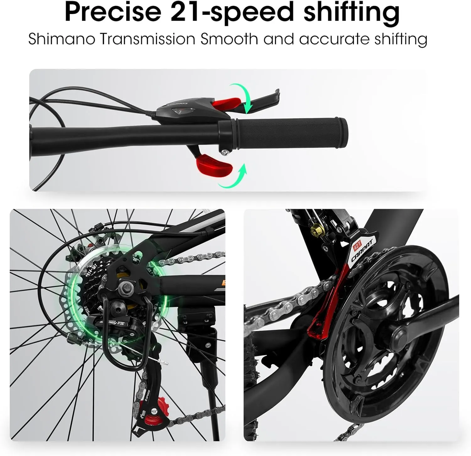 Mountain Bike 24/26/27.5 Inch,Full Dual Suspension, 21-Speed Disc Brake,Carbon Steel/Aluminum Adult Sport Bicycle for Mens Womens