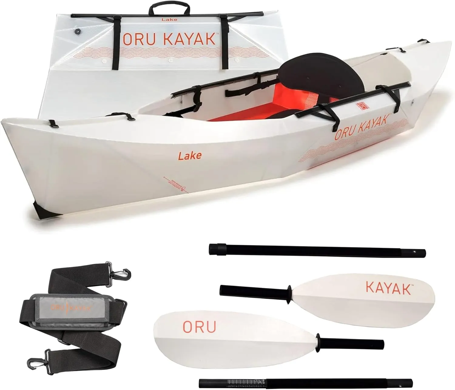 Oru Kayak Lake Sport Essential Bundle | Incl. Foldable Kayak, Paddle, Shoulder Strap - Lightweight, Portable - Lake & River Kayak - Beginner, Intermediate - Kayak Size: 9 x 32 in, 17Lbs