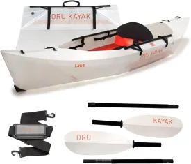 Oru Kayak Lake Sport Essential Bundle | Incl. Foldable Kayak, Paddle, Shoulder Strap - Lightweight, Portable - Lake & River Kayak - Beginner, Intermediate - Kayak Size: 9 x 32 in, 17Lbs