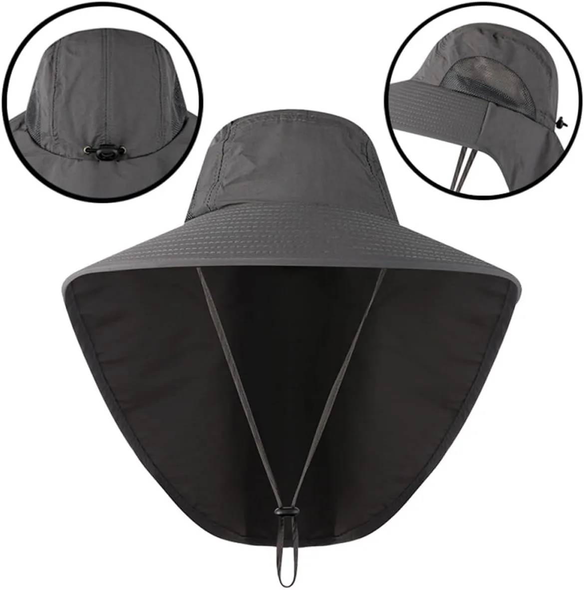 Outdoor Sun Hat with Neck Cover and Wide Brim UV Protection Bucket Hat for Fishing and Climbing Flap