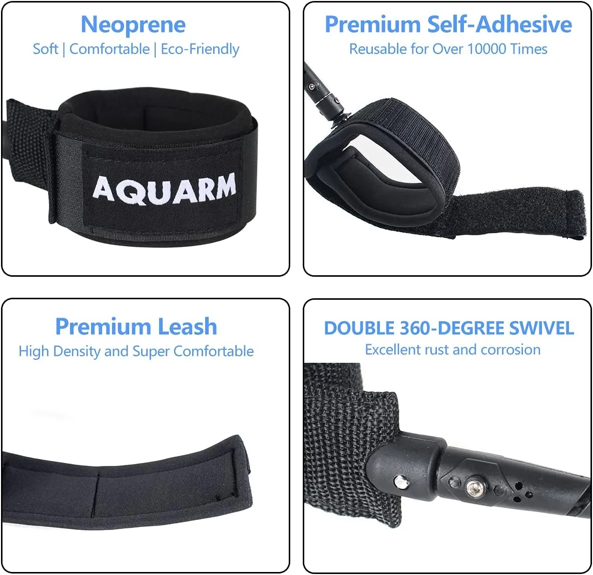 Premium Coiled Surfboard Leash, 11 feet SUP Leash Leg Rope, Stand Up Paddle Board Leash for All Types of Surfboards