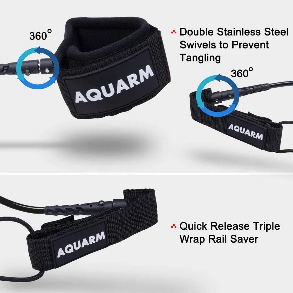 Premium Coiled Surfboard Leash, 8/10 feet SUP Leash Leg Rope, Stand Up Paddle Board Leash for All Types of Surfboards