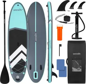SereneLife 11 Inflatable SUP - Pet-Friendly Stand-Up Paddle board for Adults and Pet Ride Alongs - 35 Wide Stable Design with Non-Slip EVA Deck Pad, GoPro Mount and SUP Accessories, 440 lbs Capacity