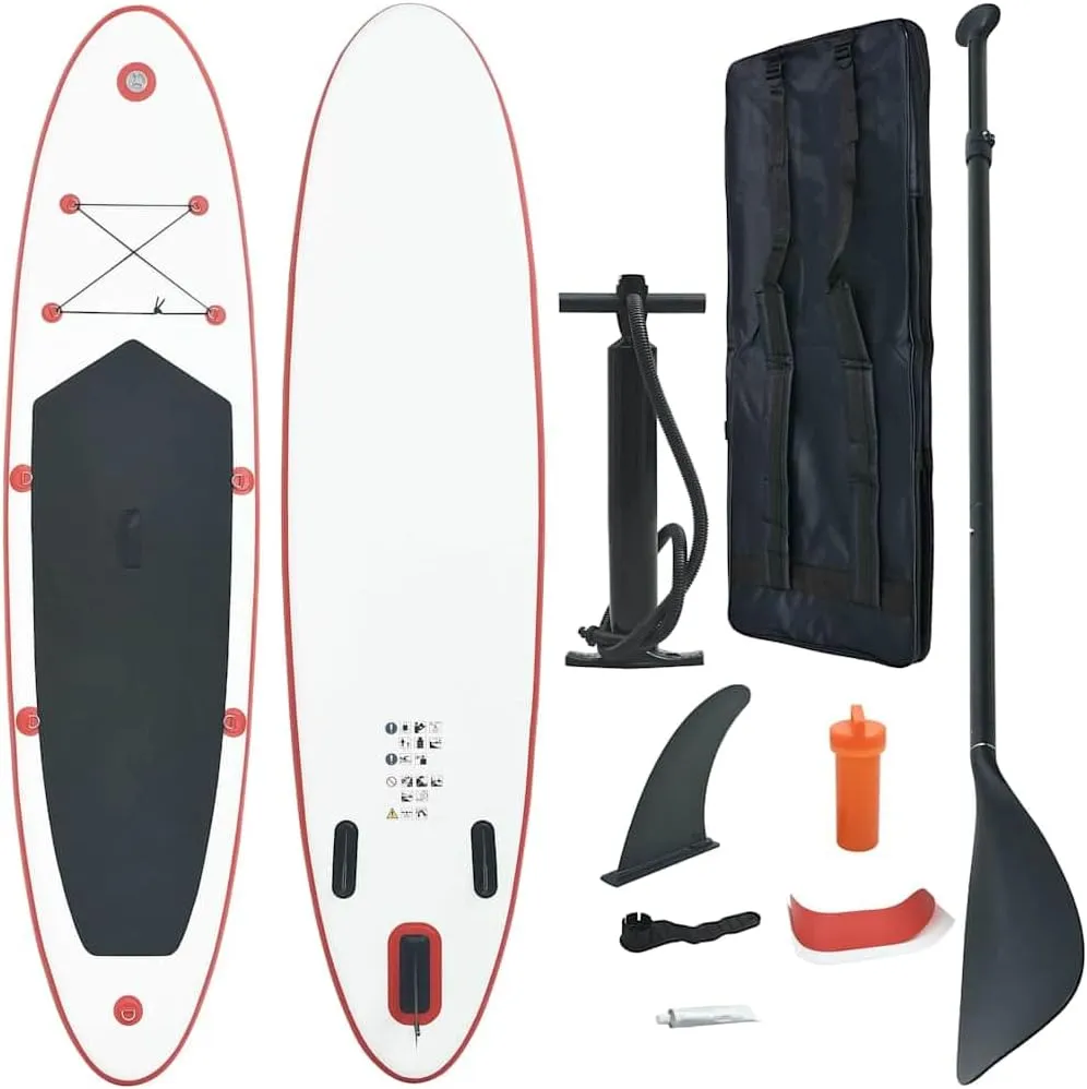 Stand-Up Paddle Board Set for Adventure and Relaxation, Inflatable for Easy Transport and Stability, Red and White