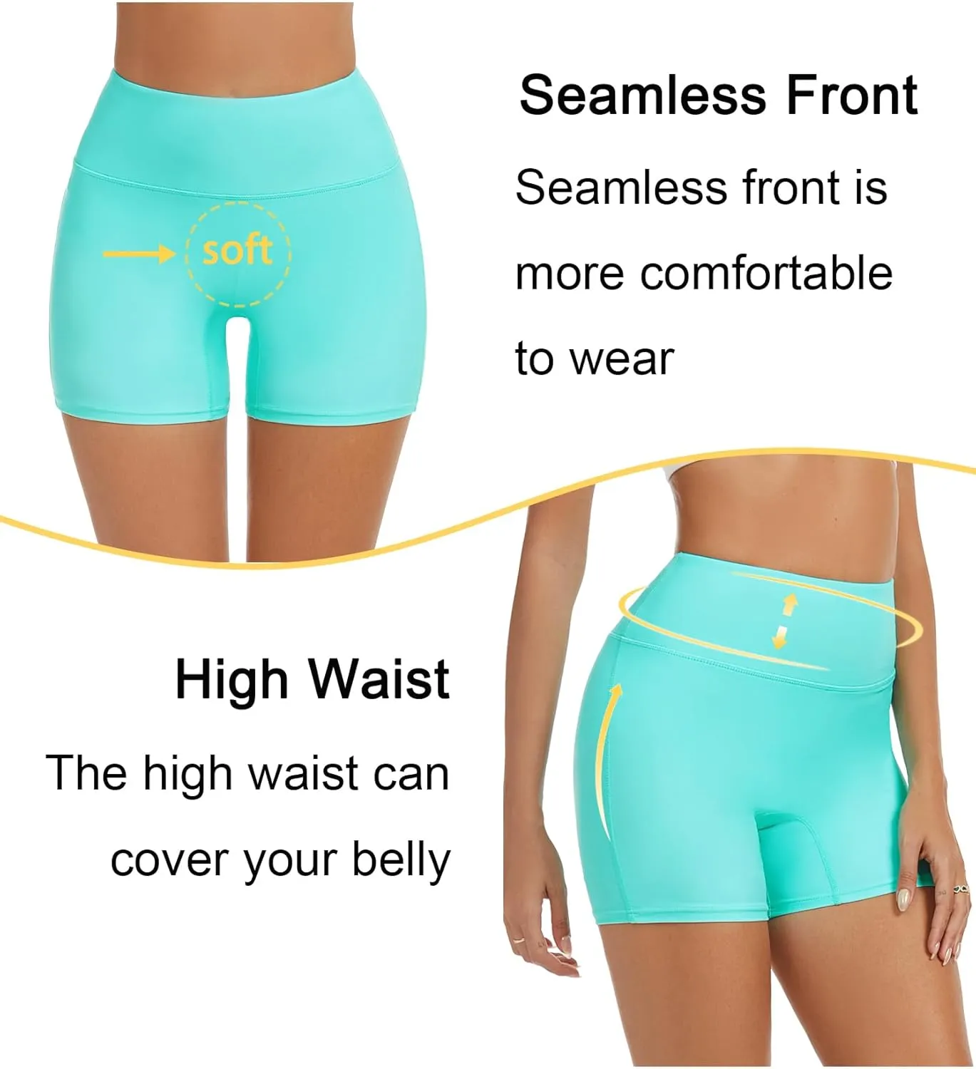 Tournesol Women's Swim Shorts High Waisted Bathing Suit Bottoms Seamless Swimsuit Boy Shorts with Pockets