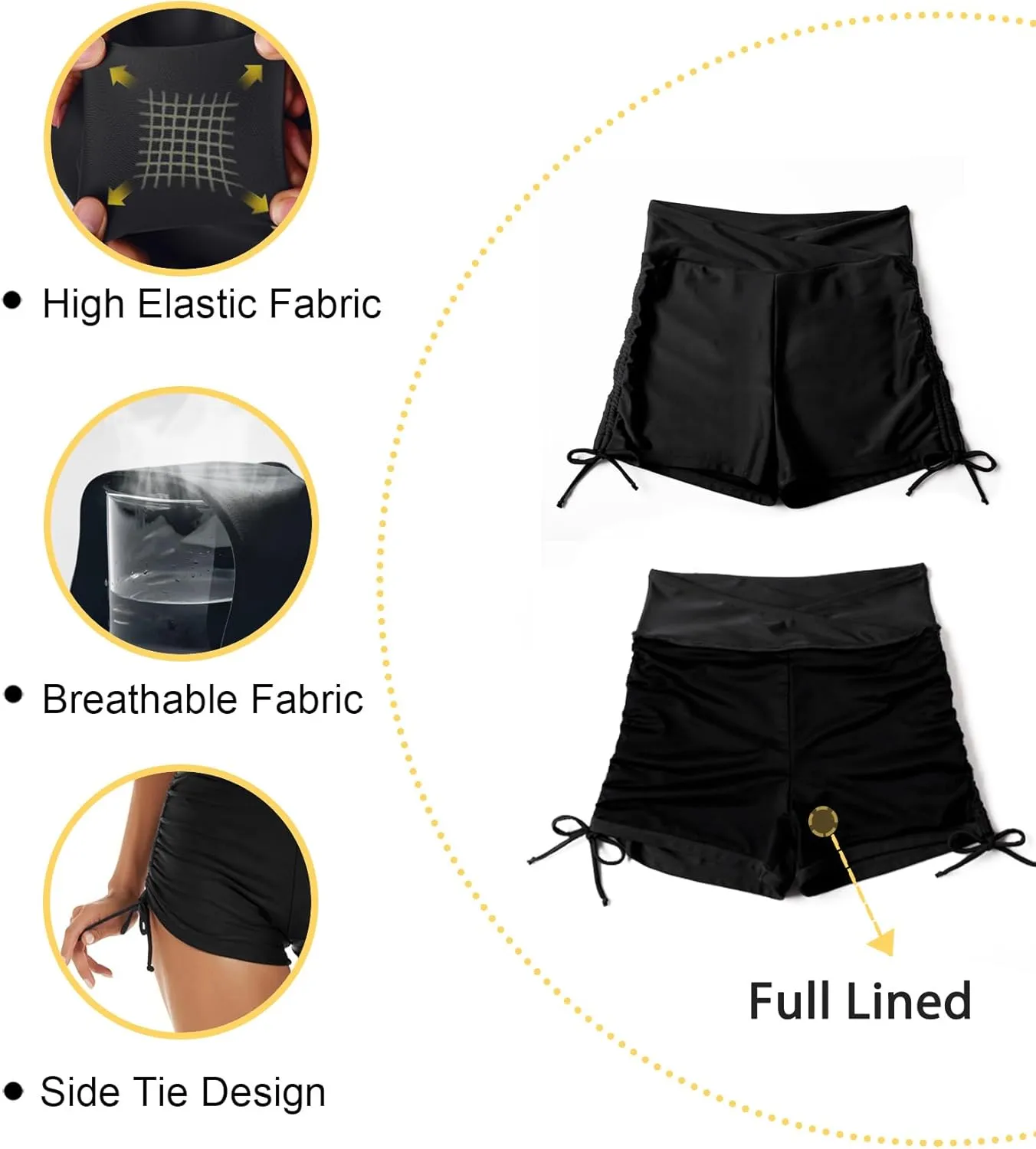 Tournesol Women's Swim Shorts High Waisted Swimsuit Bottoms Cross Waist Swimwear Boy Shorts Swimming