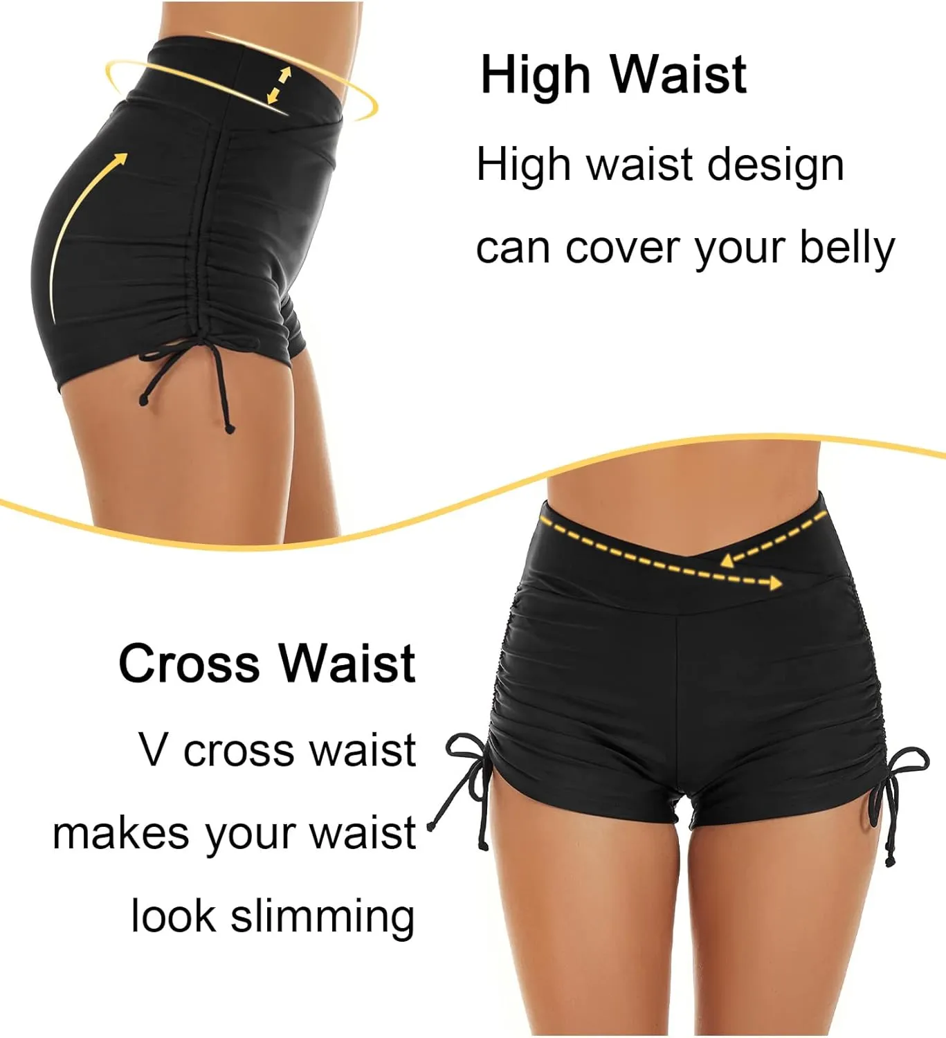Tournesol Women's Swim Shorts High Waisted Swimsuit Bottoms Cross Waist Swimwear Boy Shorts Swimming