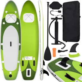 vidaXL Inflatable Stand Up Paddle Board Set Green 129.9x29.9x3.9