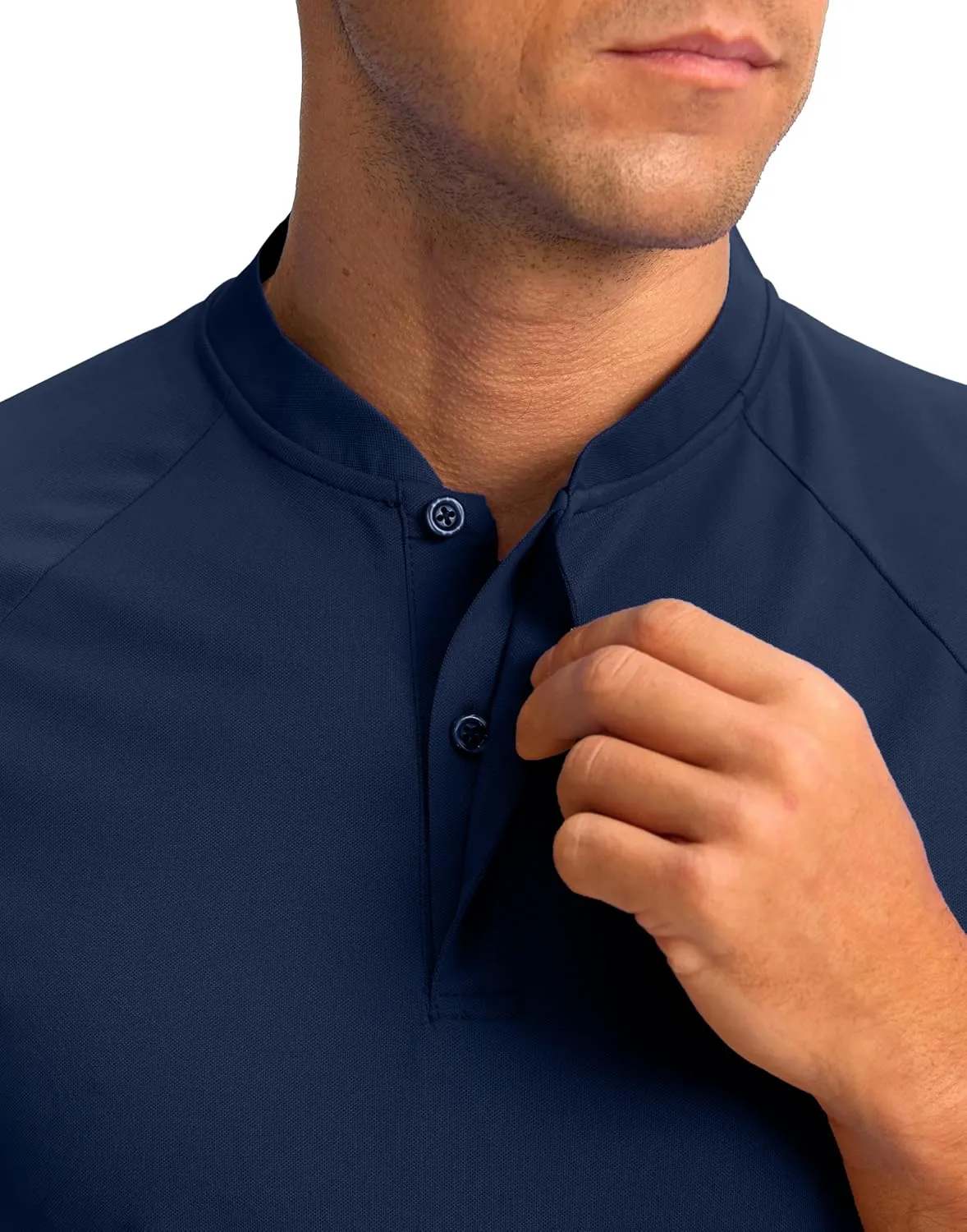 Viodia Mens Golf Shirts Henley Collarless Quick Dry Summer Shirt Casual Short Sleeve Moisture Wicking Polo T Shirts