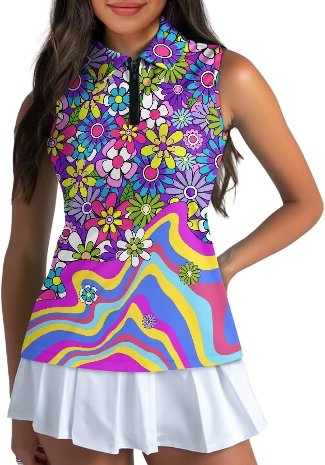 Women's Sleeveless Golf Shirts Racerback Workout Sport Tank Tops Lightweight Moisture Wicking Casual T Shirt