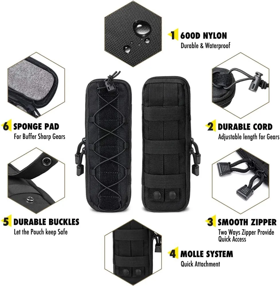 WYNEX Tactical Small Molle Pouch Nylon Knife Sheath Flashlight Holder Multi Tool Pouch Mini Ifak for Belt Epipens Carrying Case Molle Attachment Gear