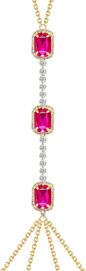 Yomiie Pink Crystal Body Chain for Women Lady - Gold Body Chain Jewelry Sexy, Rhinestone Jewelry Belly Waist Bra Chain, Sexy Bikini Beach Harness Summer Beach Waist Chain