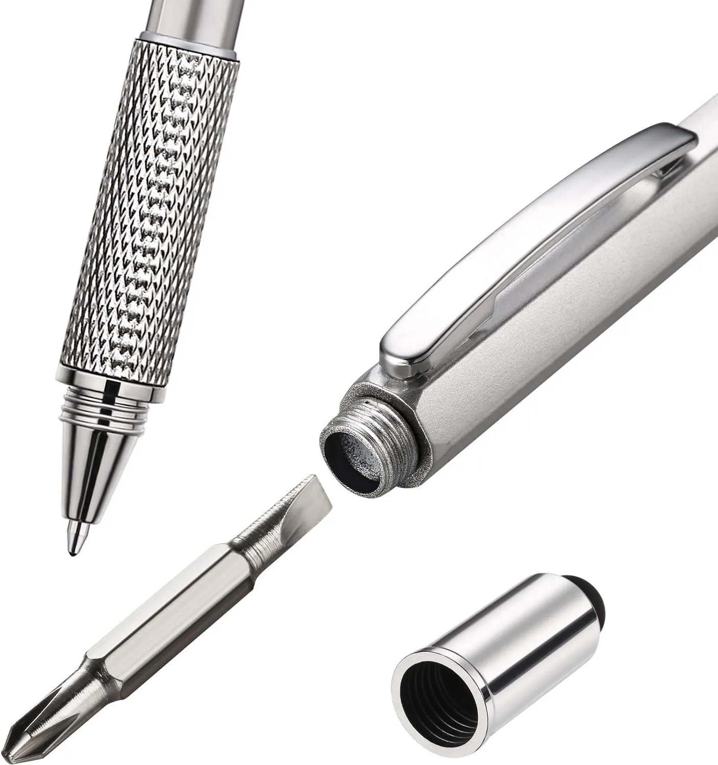 Zhanmai 4 Pieces 8 Pcs Gifts for Men Fathers Day Dad Gifts from Daughter Son Wife 6 in 1 Multitool Pen Set with Refills Screwdriver Ruler Levelgauge Birthday Graduation (Gold,Black,Silver,Yellow)