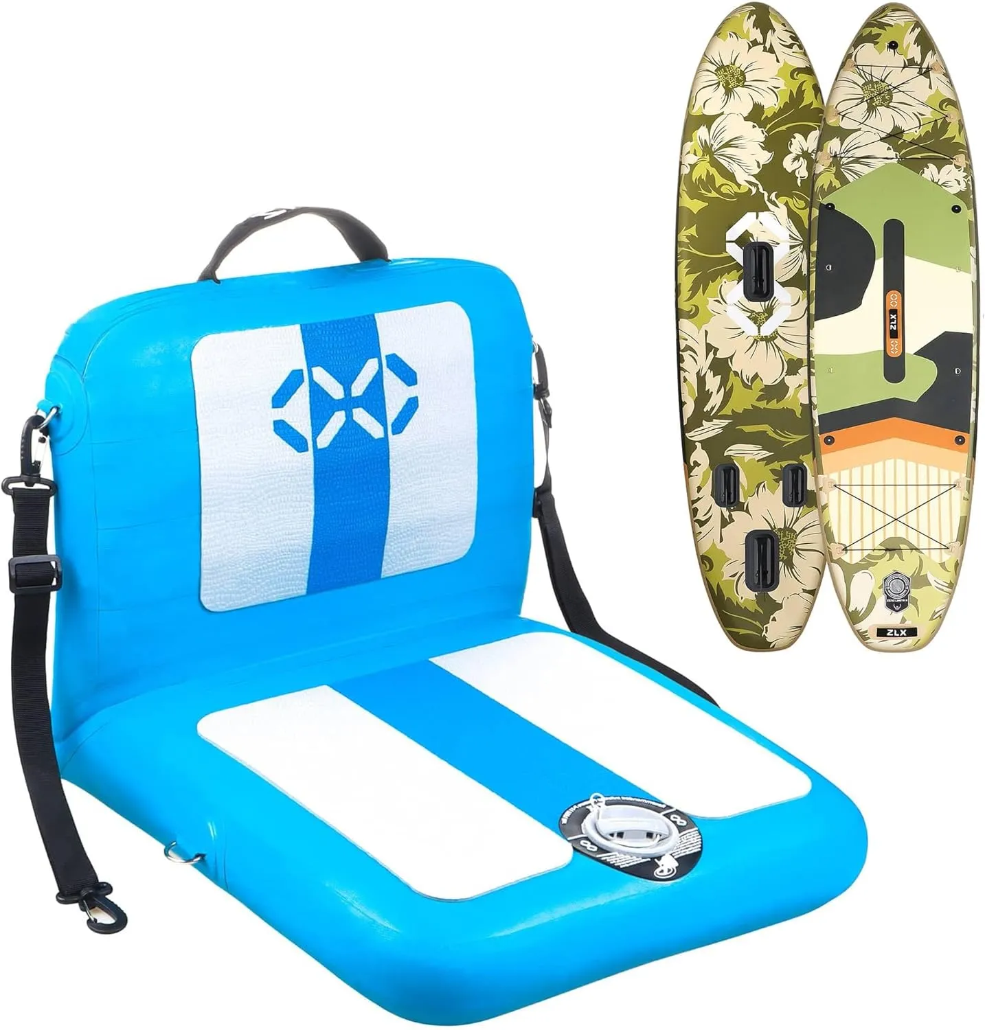 ZLX 11.5 FT Inflatable Stand Up Paddle Board with Seat for All Skill Levels Youth & Adults Wide Stable Non-Slip Deck, Adjustable Paddle